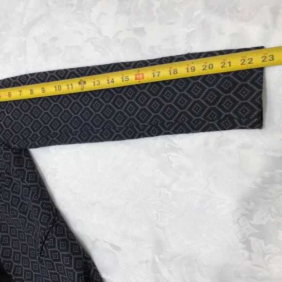 Banana Republic Women's Size 4 Open Front Textured Printed Blazer Drk Gray/Black - Picture 11 of 11